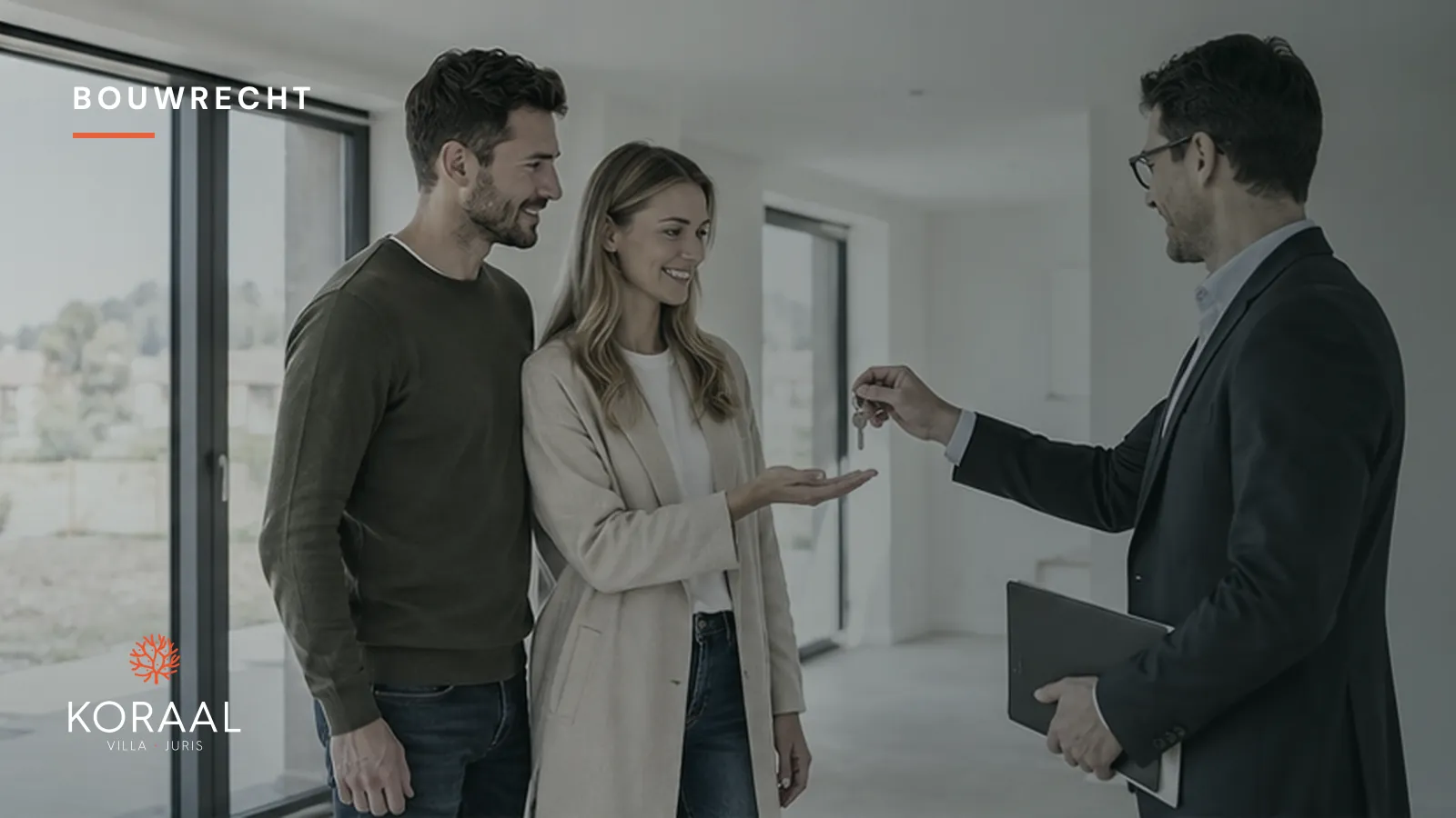 Sleuteloverdracht in een nieuwe, lege woning